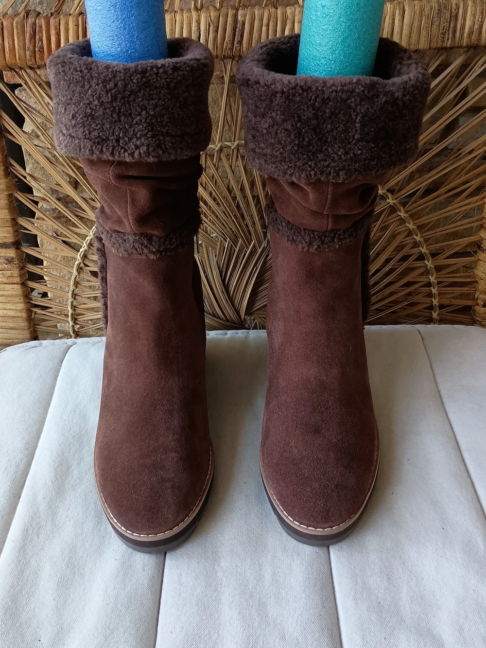 Anne Klein Women’s Brown Suede Shearling Cuff Winter Boots_10